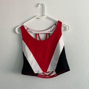 Black, white, and red crop to from pink.